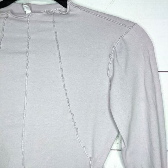 Good American Lettuce Edge Long Sleeve Mock Neck Top Pale Purple Women's 2 / M - Picture 5 of 8